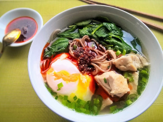 sesame chilli condiment simple chicken noodle soup