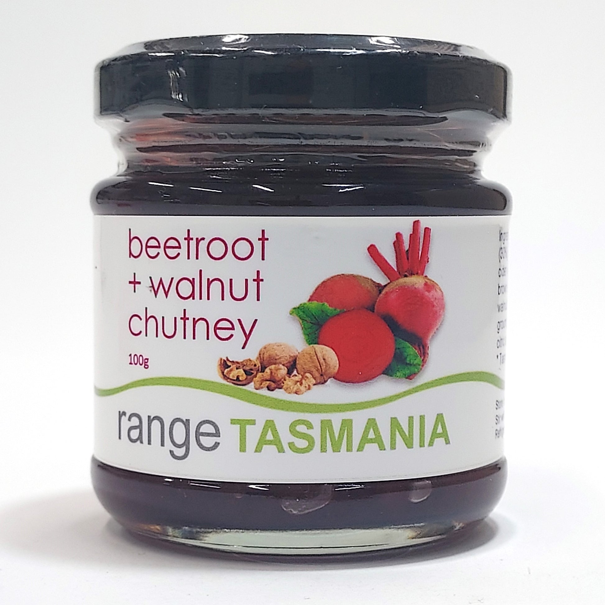 Range Tasmania Beetroot & Walnut Chutney 100g gift jar - small batch gourmet condiment