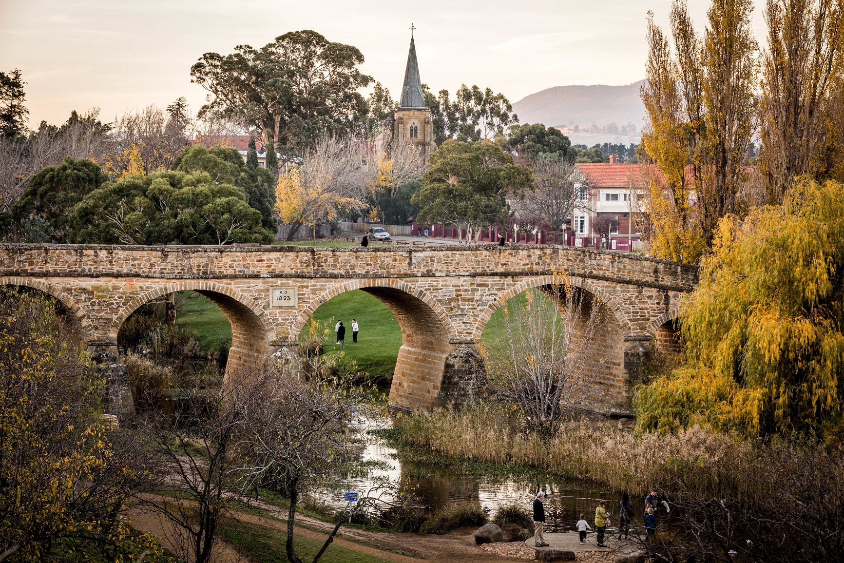 range Tasmania greeting card image of the historic Richmond bridge Tasmania in landscape