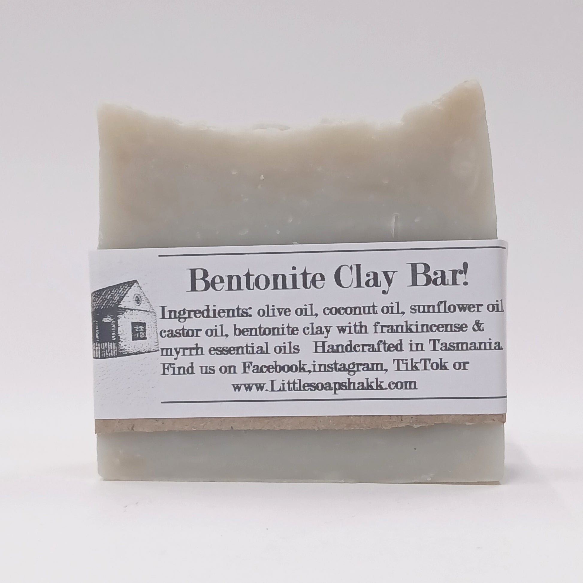 Bentonite Clay Bar soap with a label on a white background