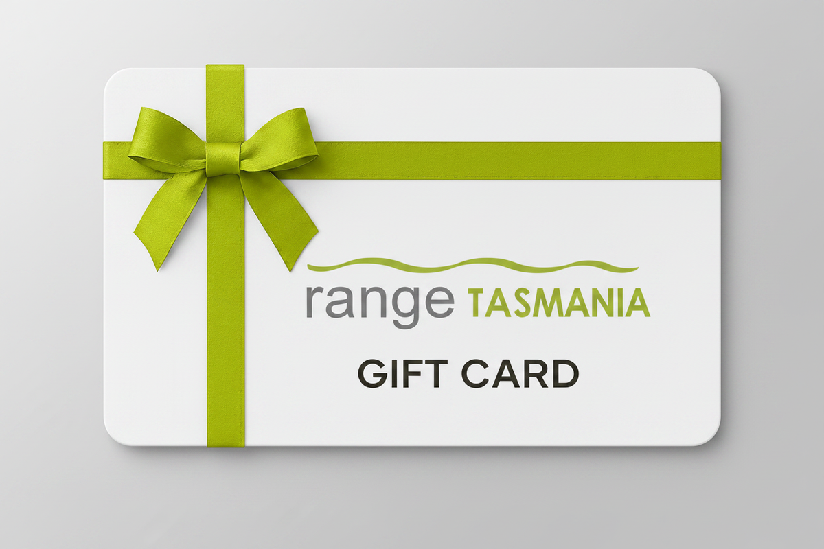 White Range Tasmania gift card on grey background