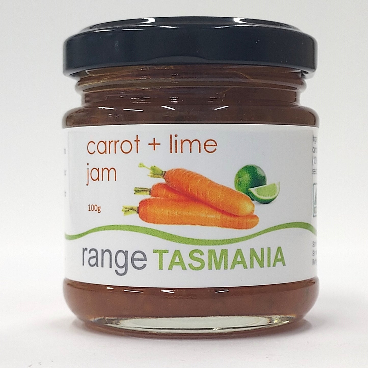 a 100 gram jar of range tasmania carrot and lime jam