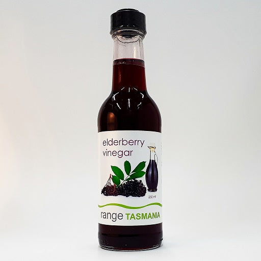 250 ml bottle of range Tasmania elderberry vinegar
