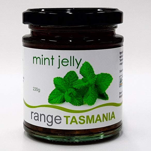 a 220 gram jar of range Tasmania mint jelly