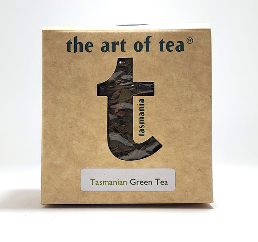 a small box of Tasmanian green tea grown by the art of Tea Tasmania